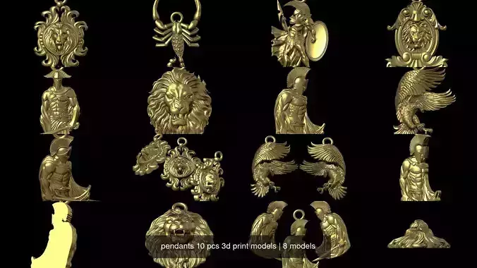 pendants 10 pcs 3d print models 3D Model Collection