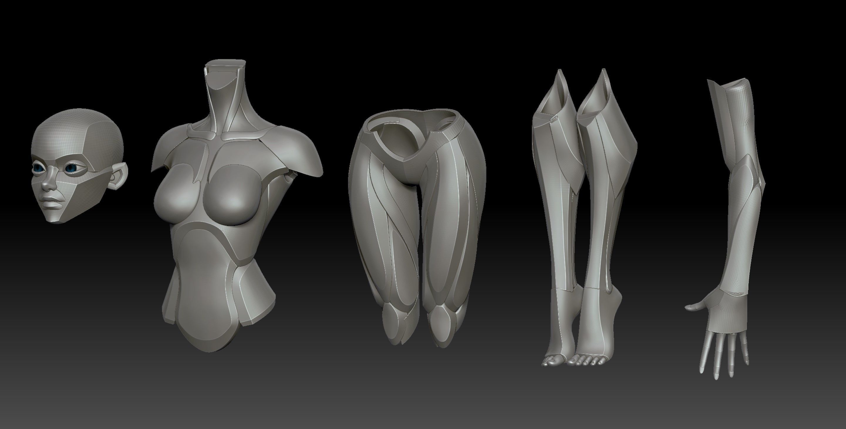 Stylized Female Anatomy Low-poly 3D model_2