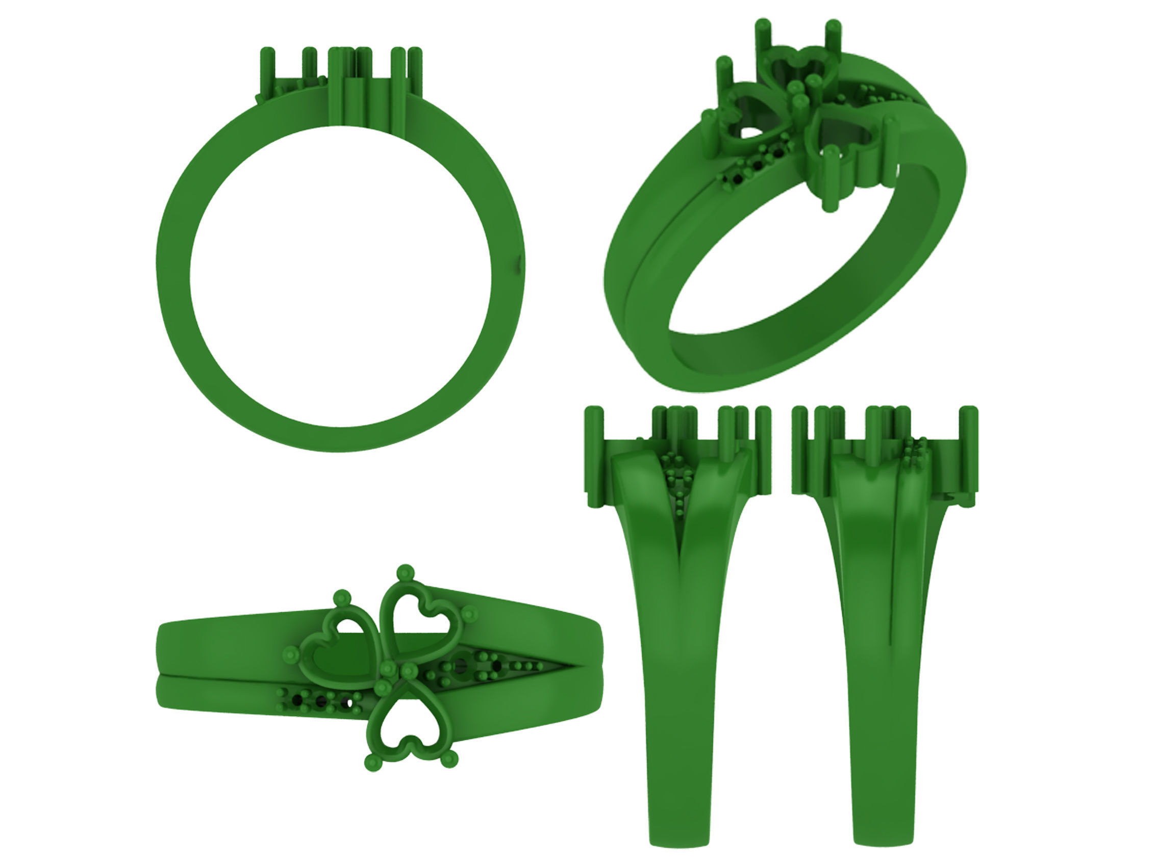 Personalized Three Stone Mothers Ring Set Sizes 5 to 12 3D print model_4