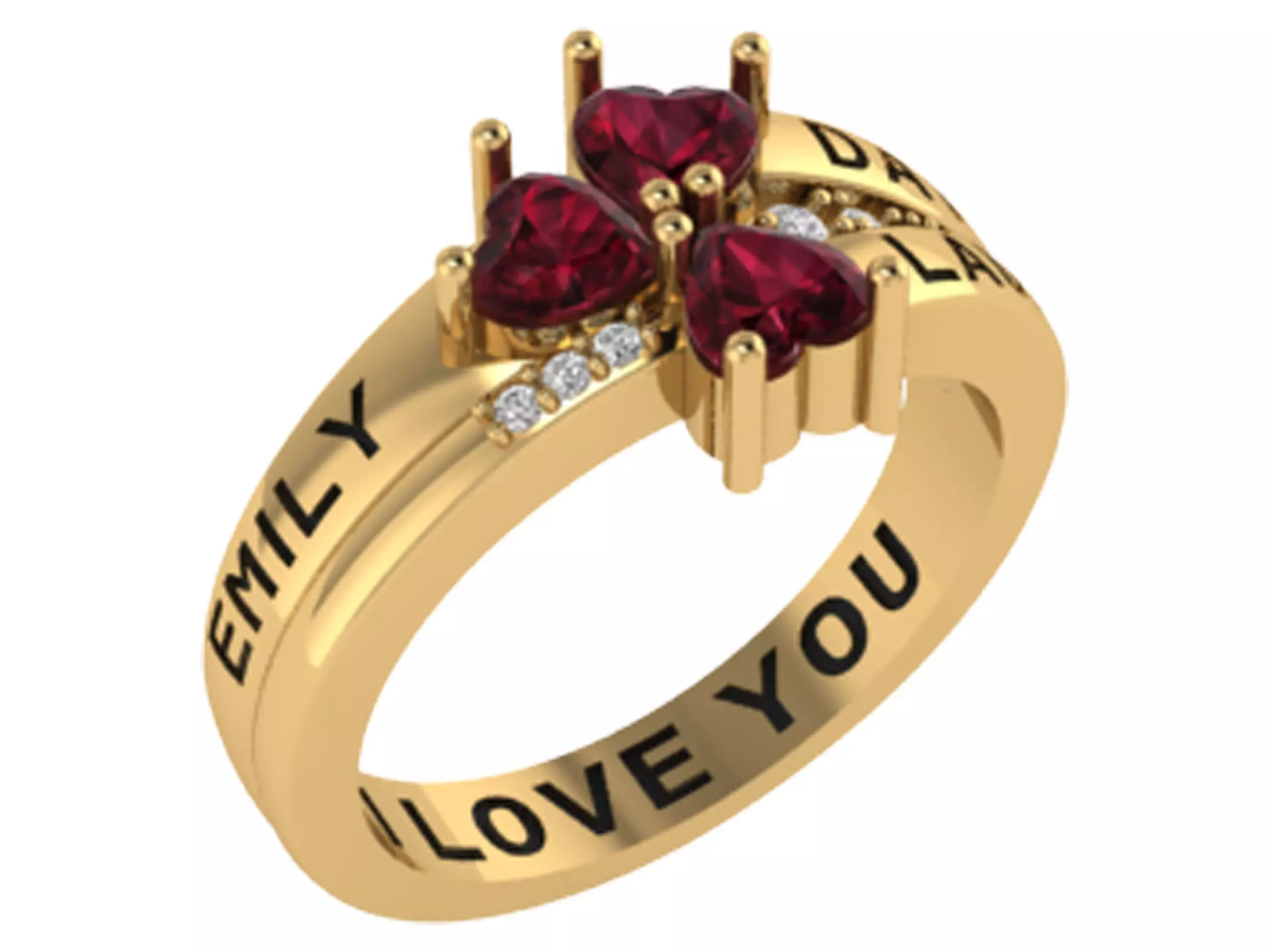 Personalized Three Stone Mothers Ring Set Sizes 5 to 12 3D print model_0