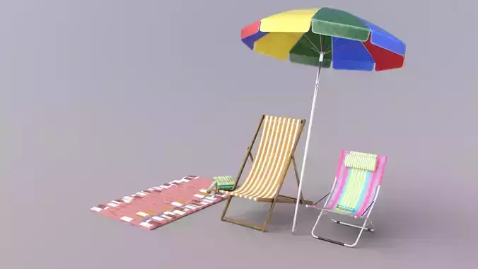 Beach Pack - Folding Chair Umbrella Towel Mat and Sunscreens