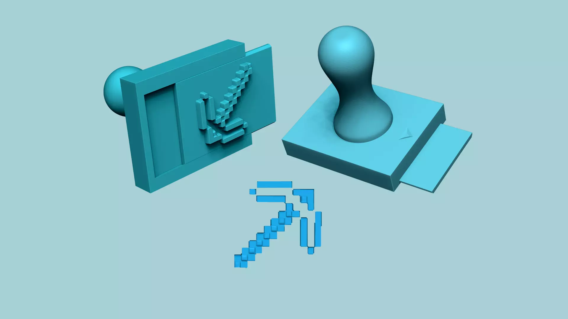 Stamp 86 - Minecraft PickAxe - Fondant Decoration Maker Toy 3D print model