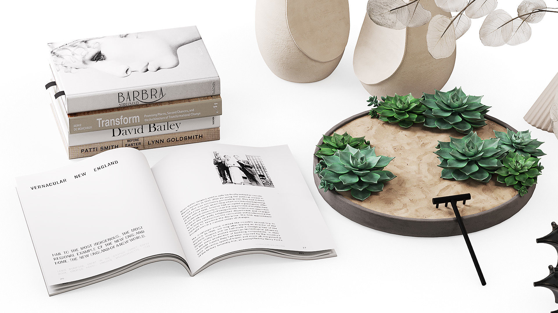 Decorative set in beige tones 3D model_2