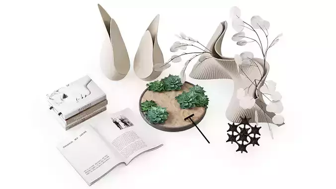 Decorative set in beige tones 3D model