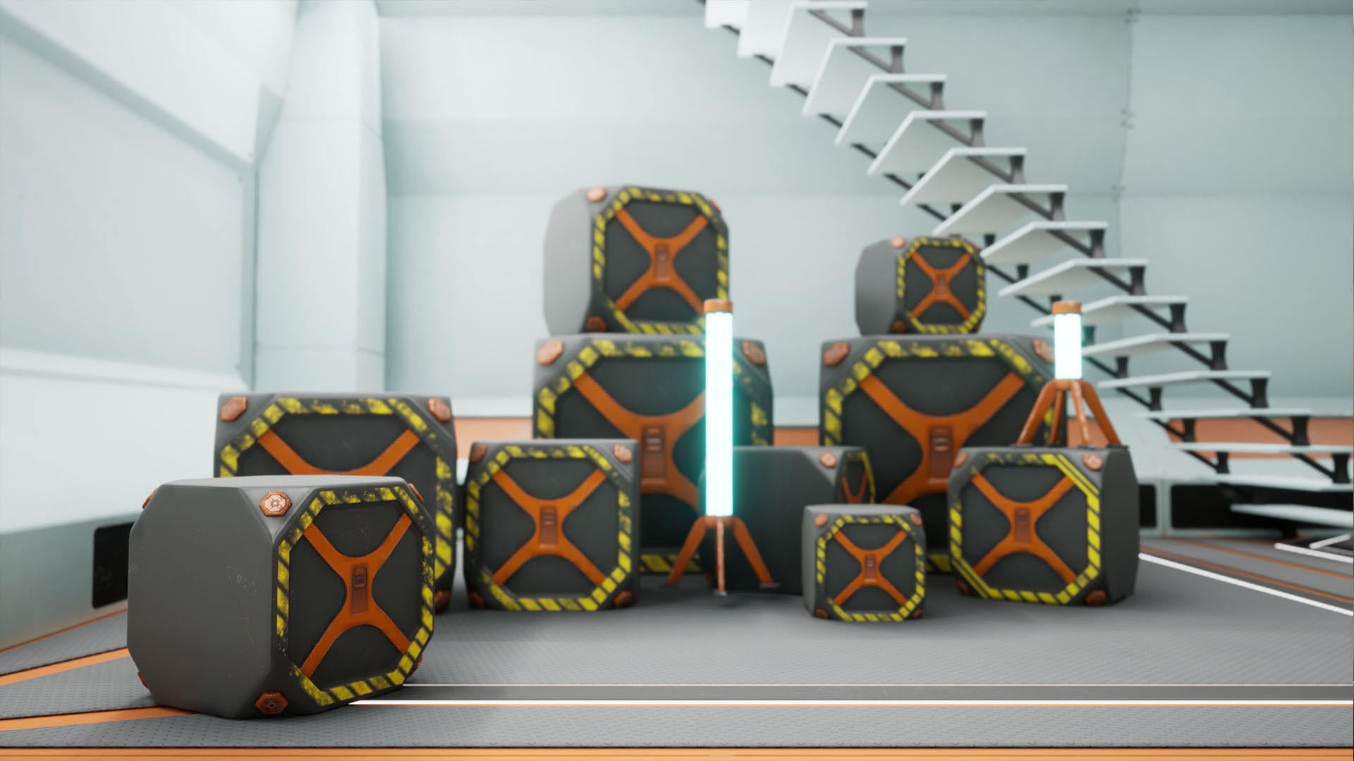 SciFi Modular Level Low-poly 3D model_8