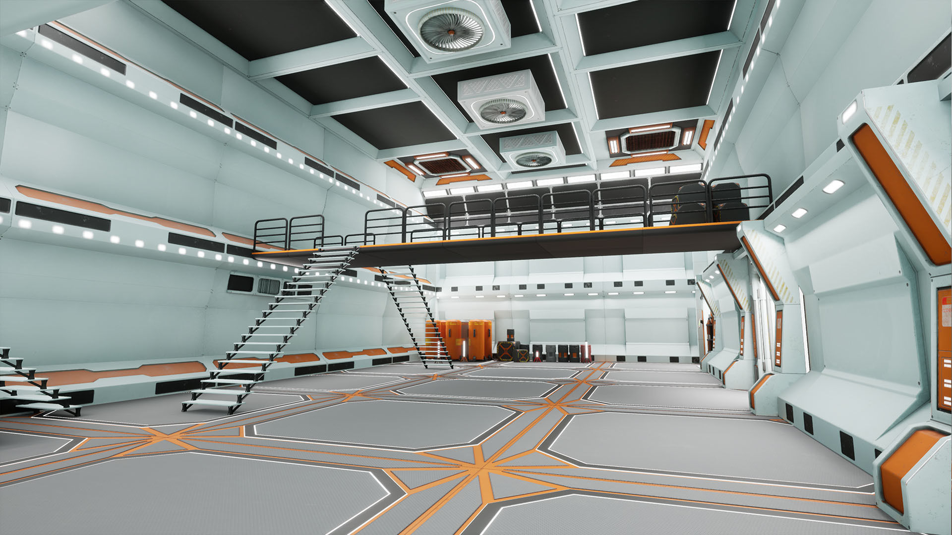 SciFi Modular Level Low-poly 3D model_5
