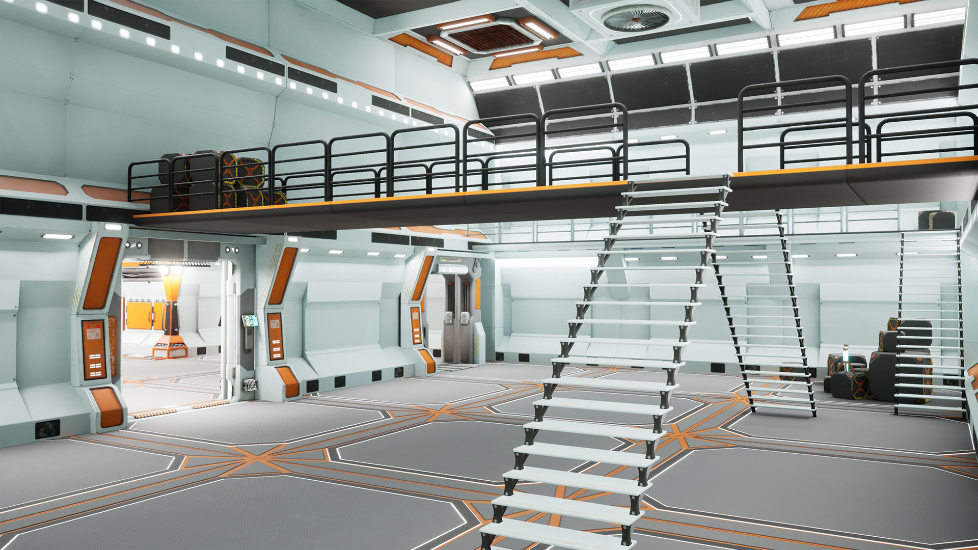 SciFi Modular Level Low-poly 3D model_3