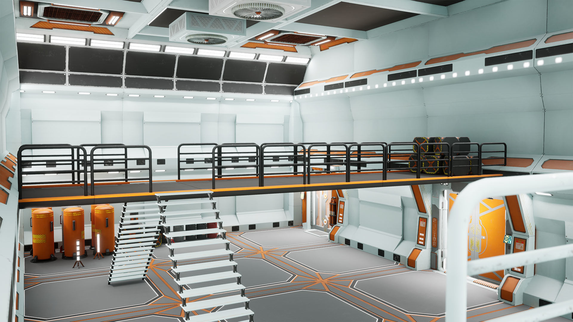 SciFi Modular Level Low-poly 3D model_9