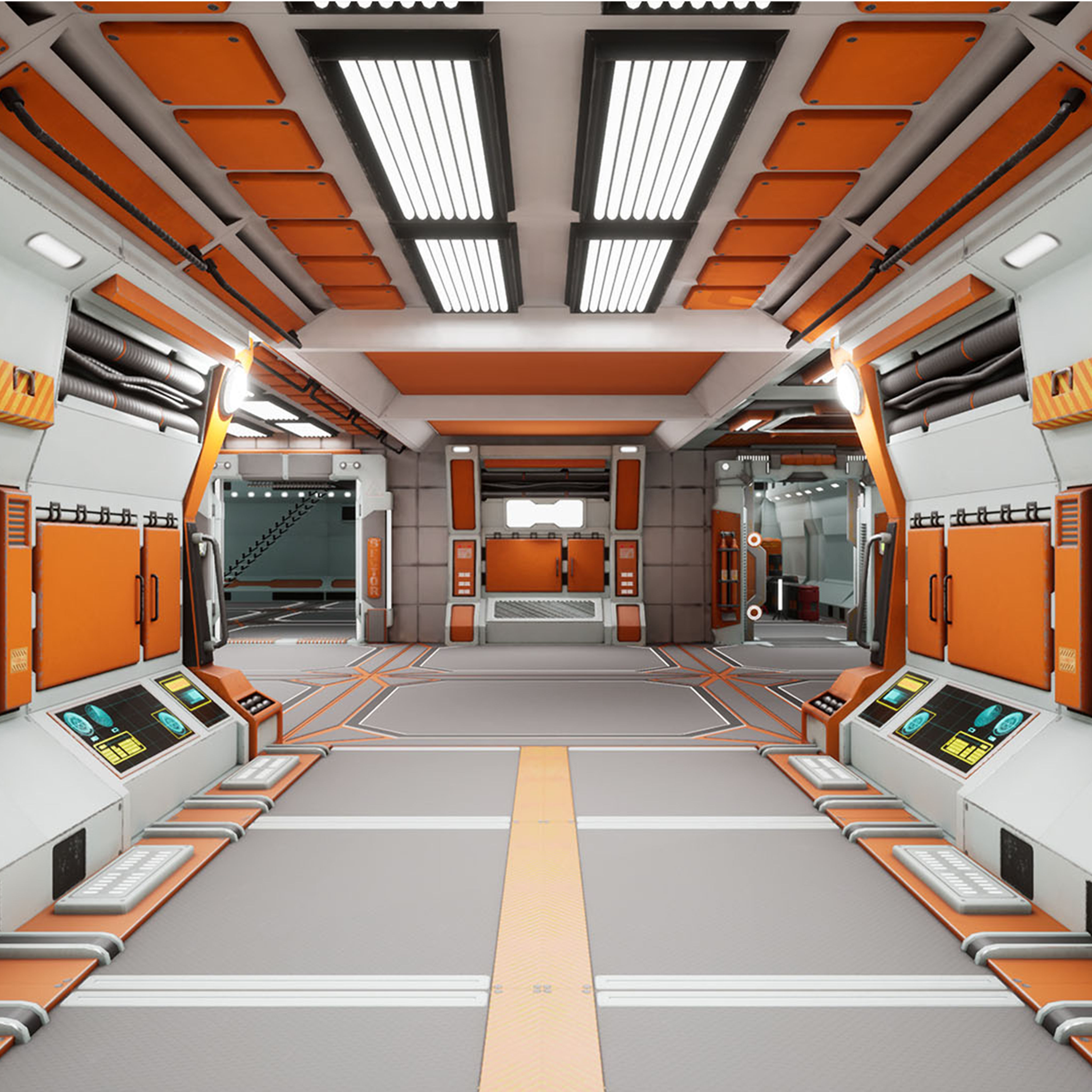 SciFi Modular Level Low-poly 3D model_4