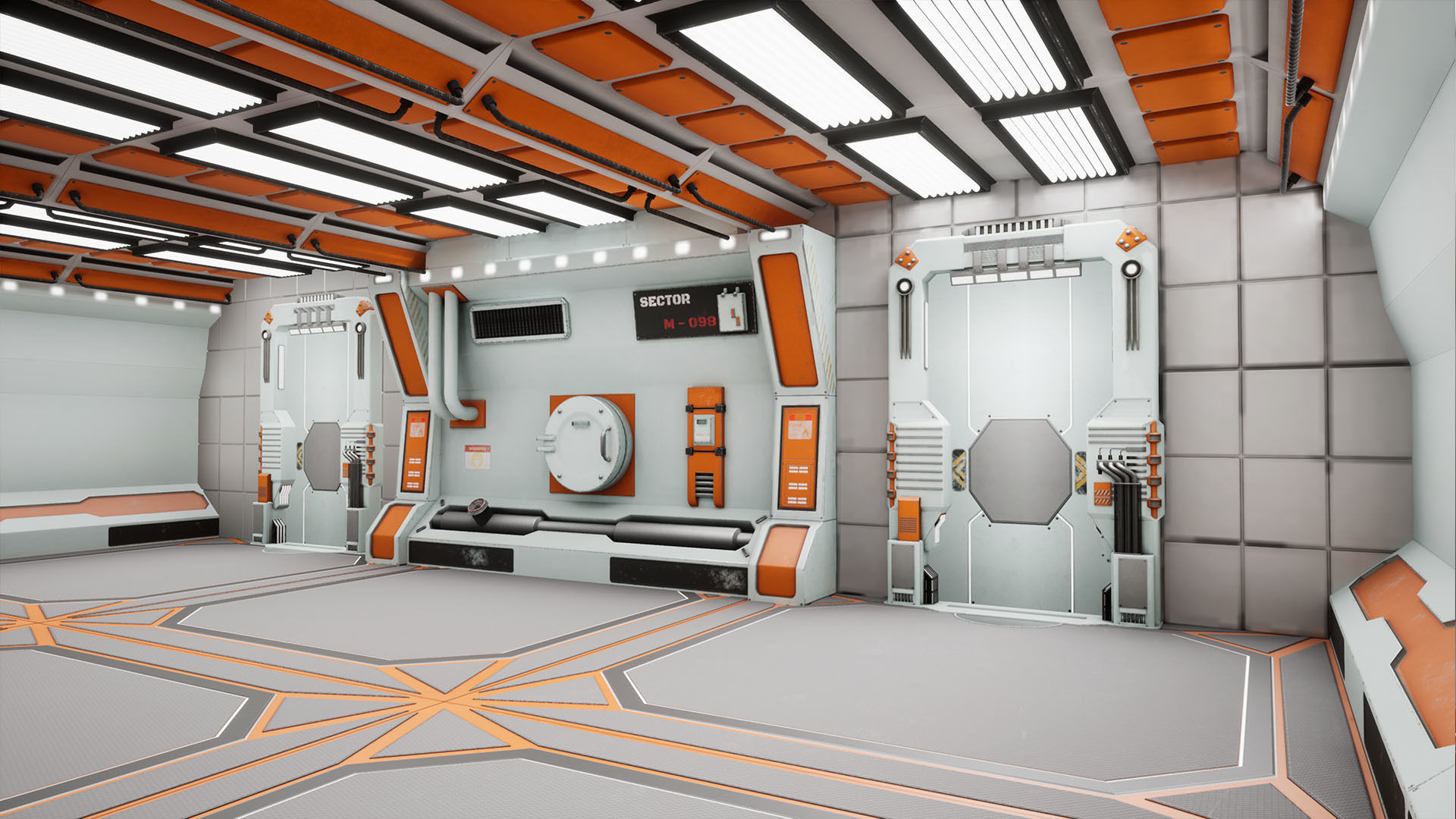 SciFi Modular Level Low-poly 3D model_2