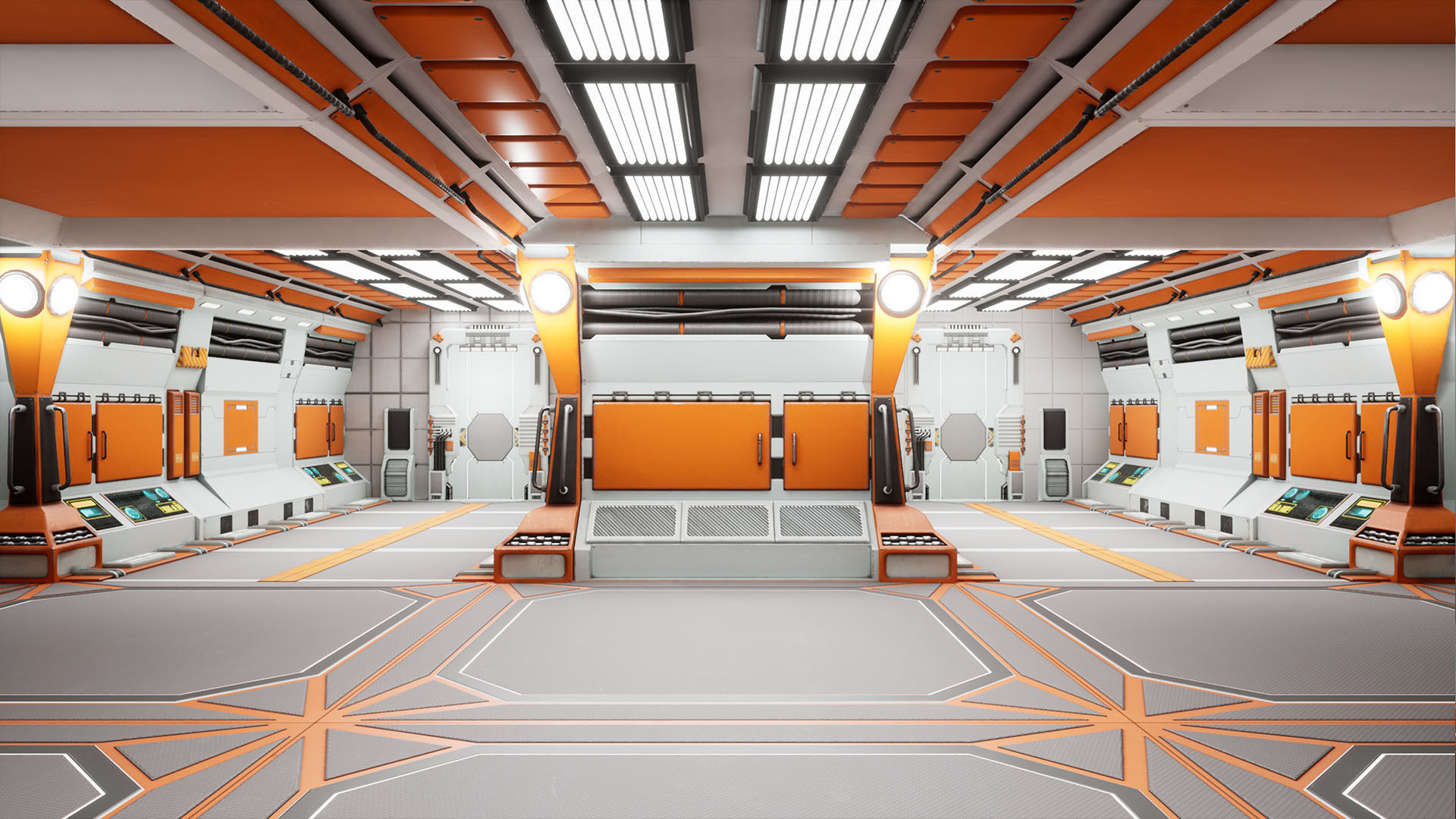 SciFi Modular Level Low-poly 3D model_1