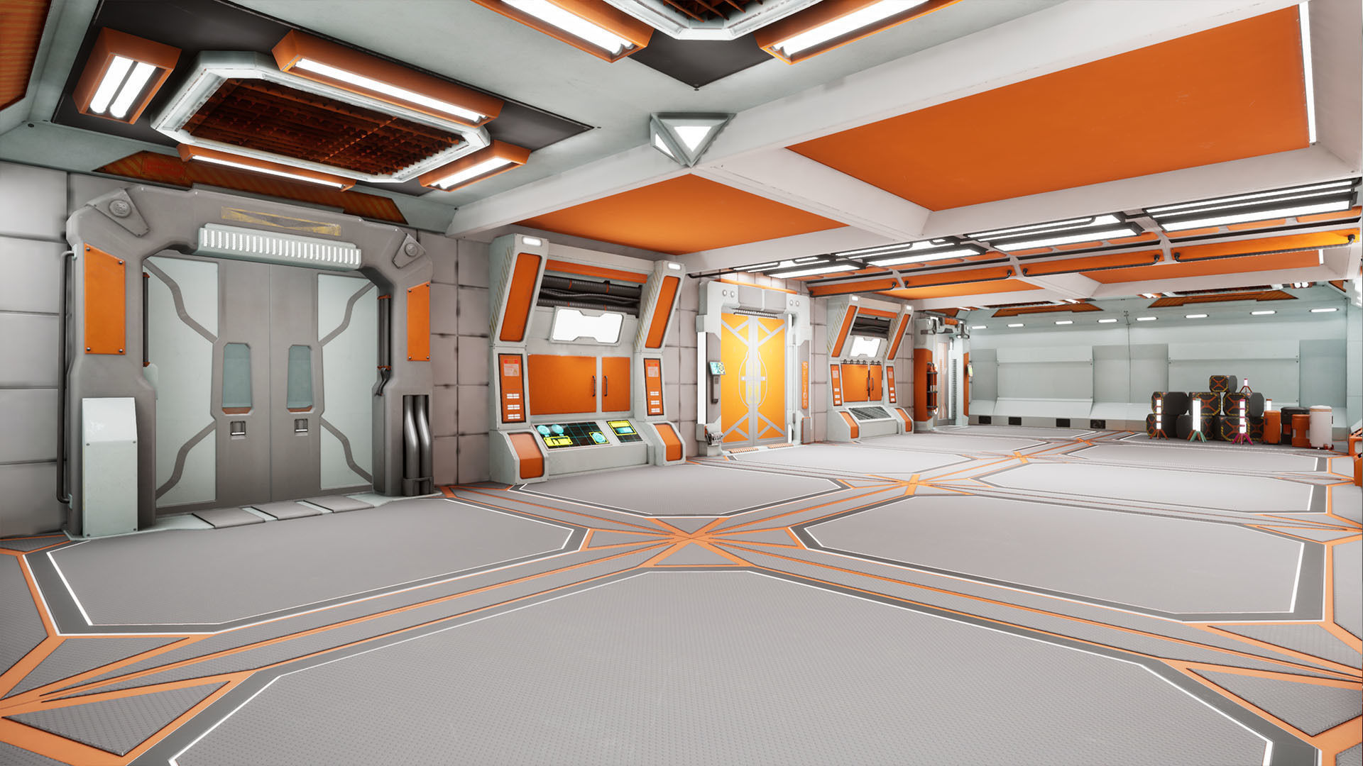 SciFi Modular Level Low-poly 3D model_7
