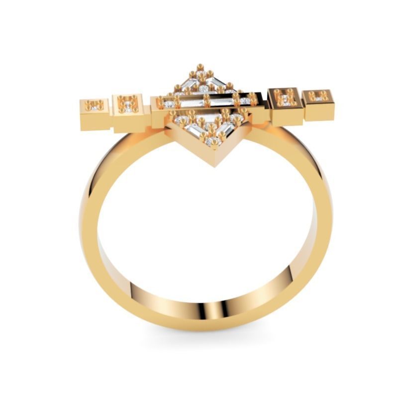 Modern Geometric Baguette Ring 3DM STL Jewelry Model 3D print model_2