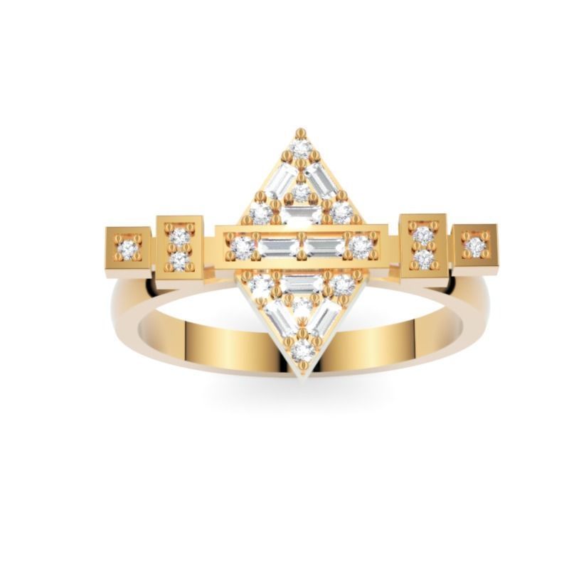 Modern Geometric Baguette Ring 3DM STL Jewelry Model 3D print model_3