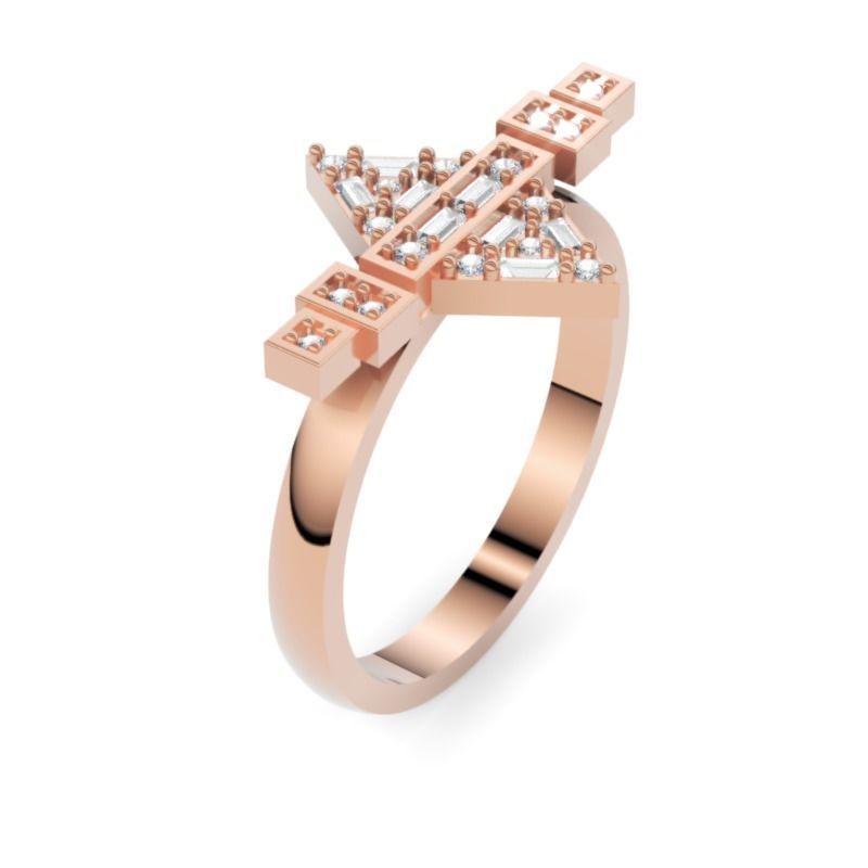 Modern Geometric Baguette Ring 3DM STL Jewelry Model 3D print model_5