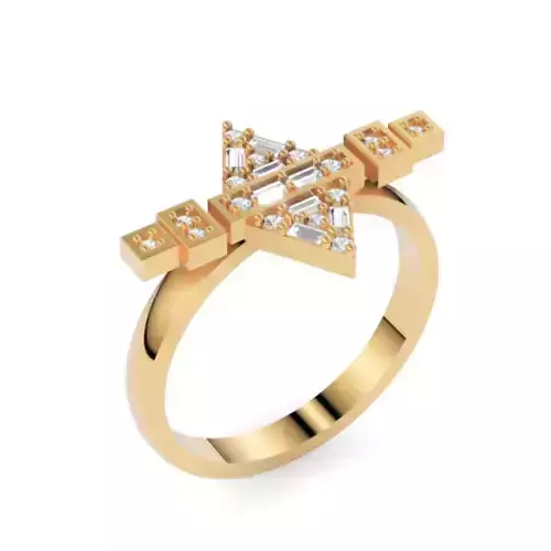 Modern Geometric Baguette Ring 3DM STL Jewelry Model