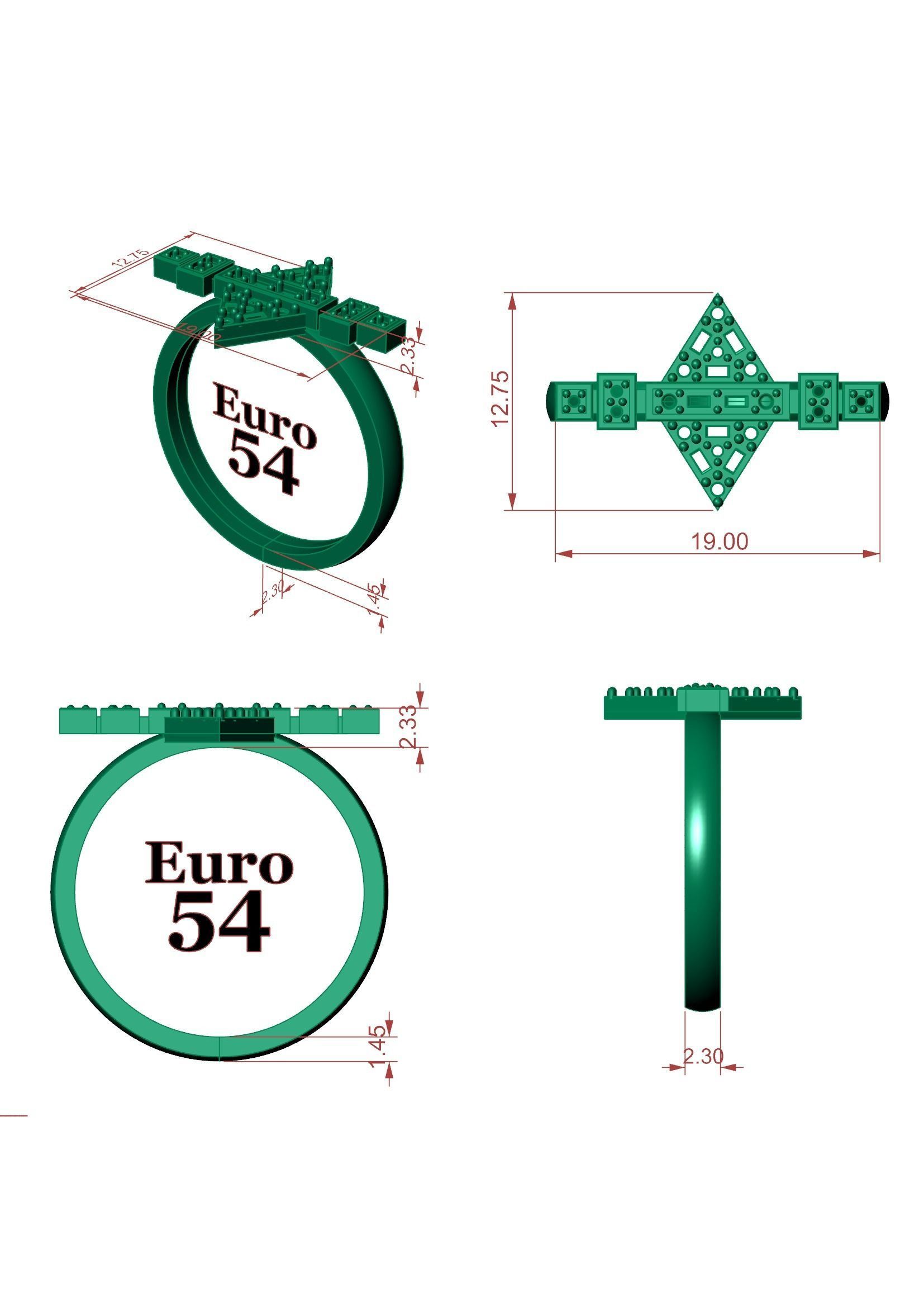 Modern Geometric Baguette Ring 3DM STL Jewelry Model 3D print model_13