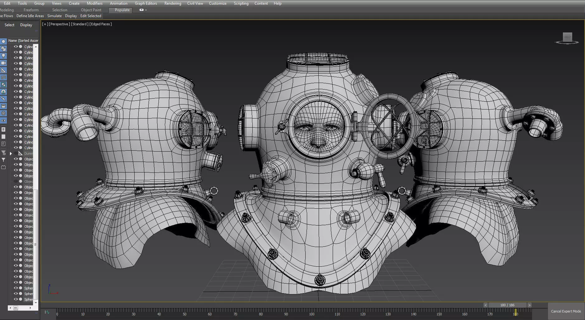 diving suit Low-poly 3D model_0