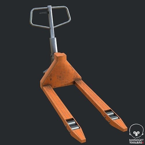Pbr Hand Pallet Truck - Transpalet Low-poly 3D model 6