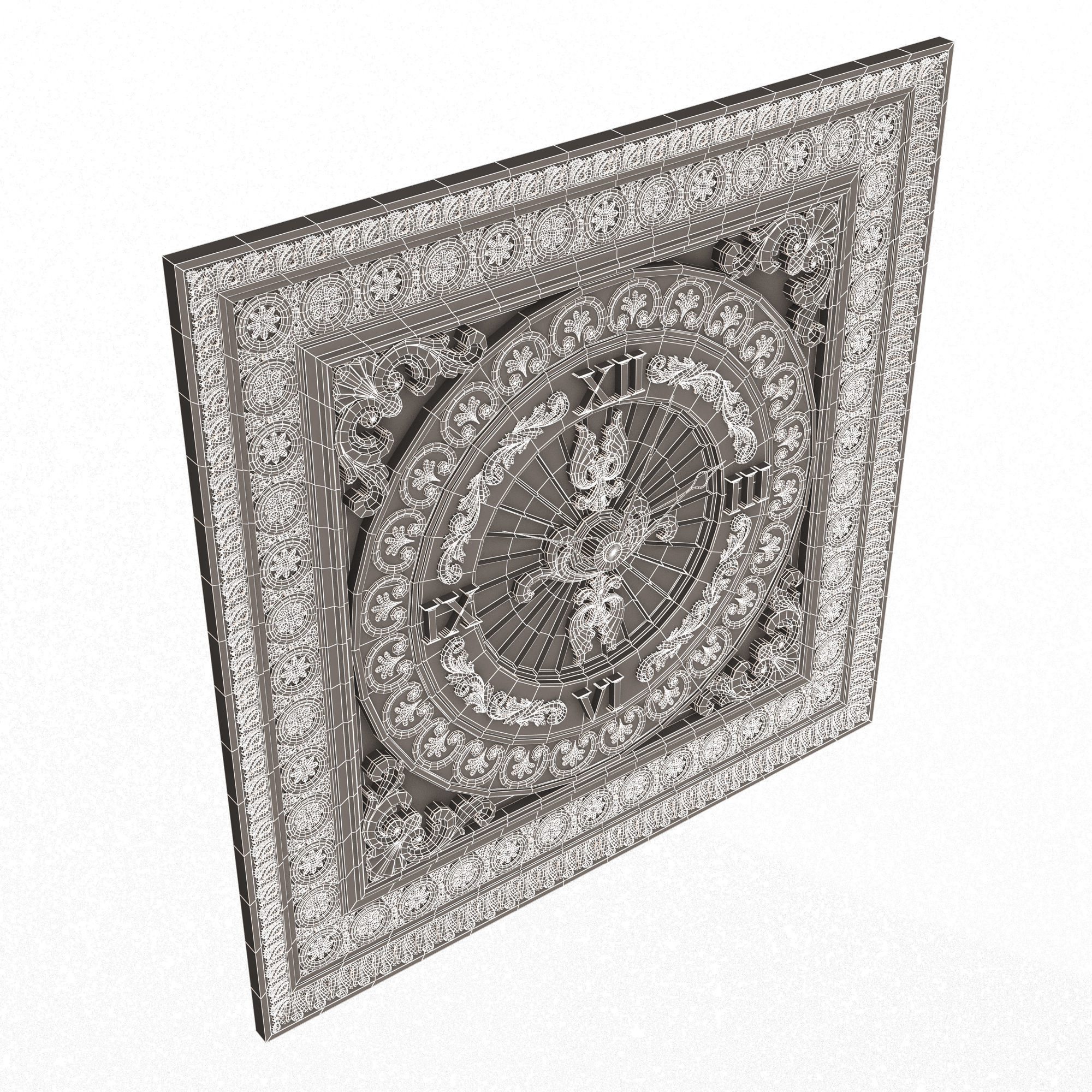 Classic Wall Clock 05 Chrome Low-poly 3D model_13