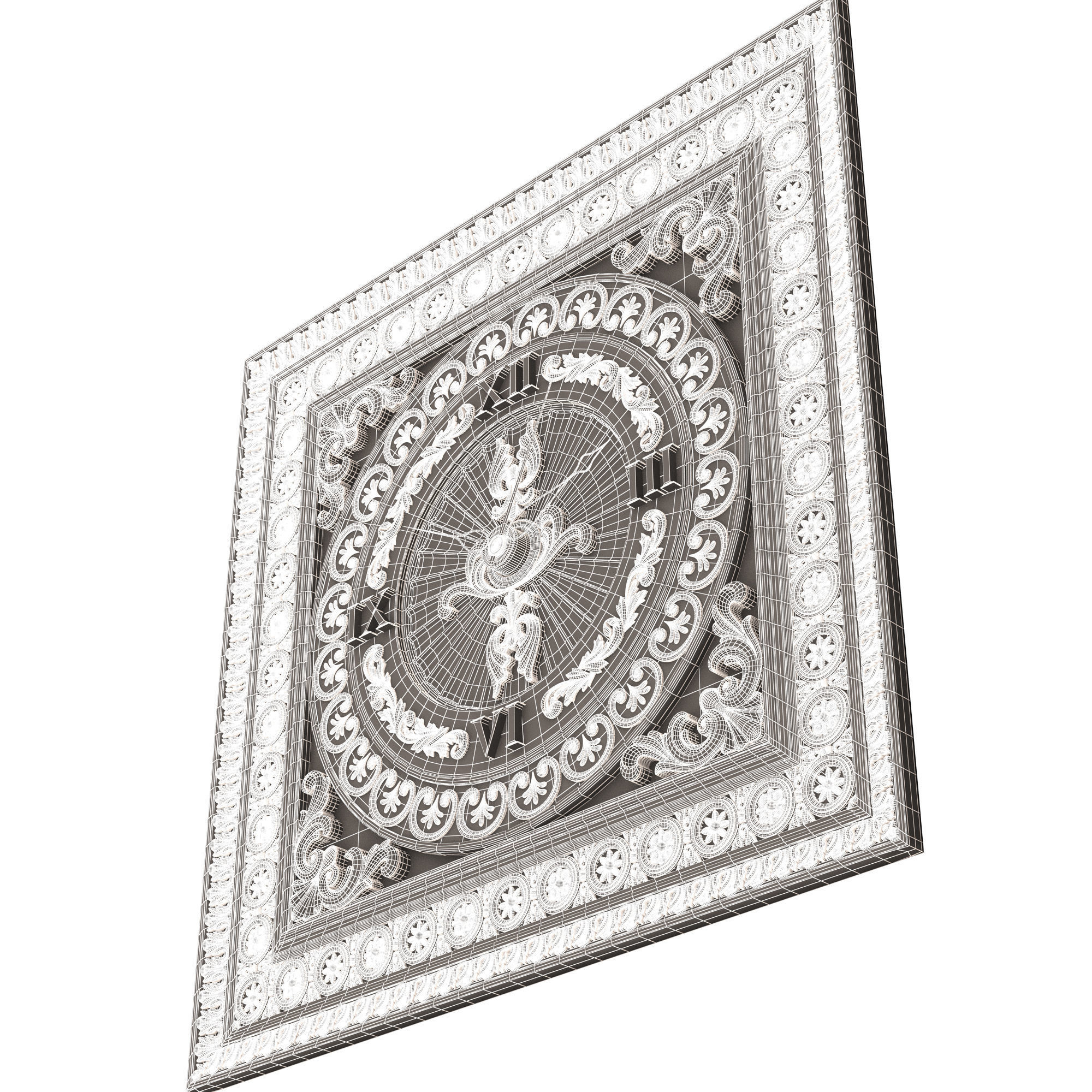 Classic Wall Clock 05 Chrome Low-poly 3D model_10