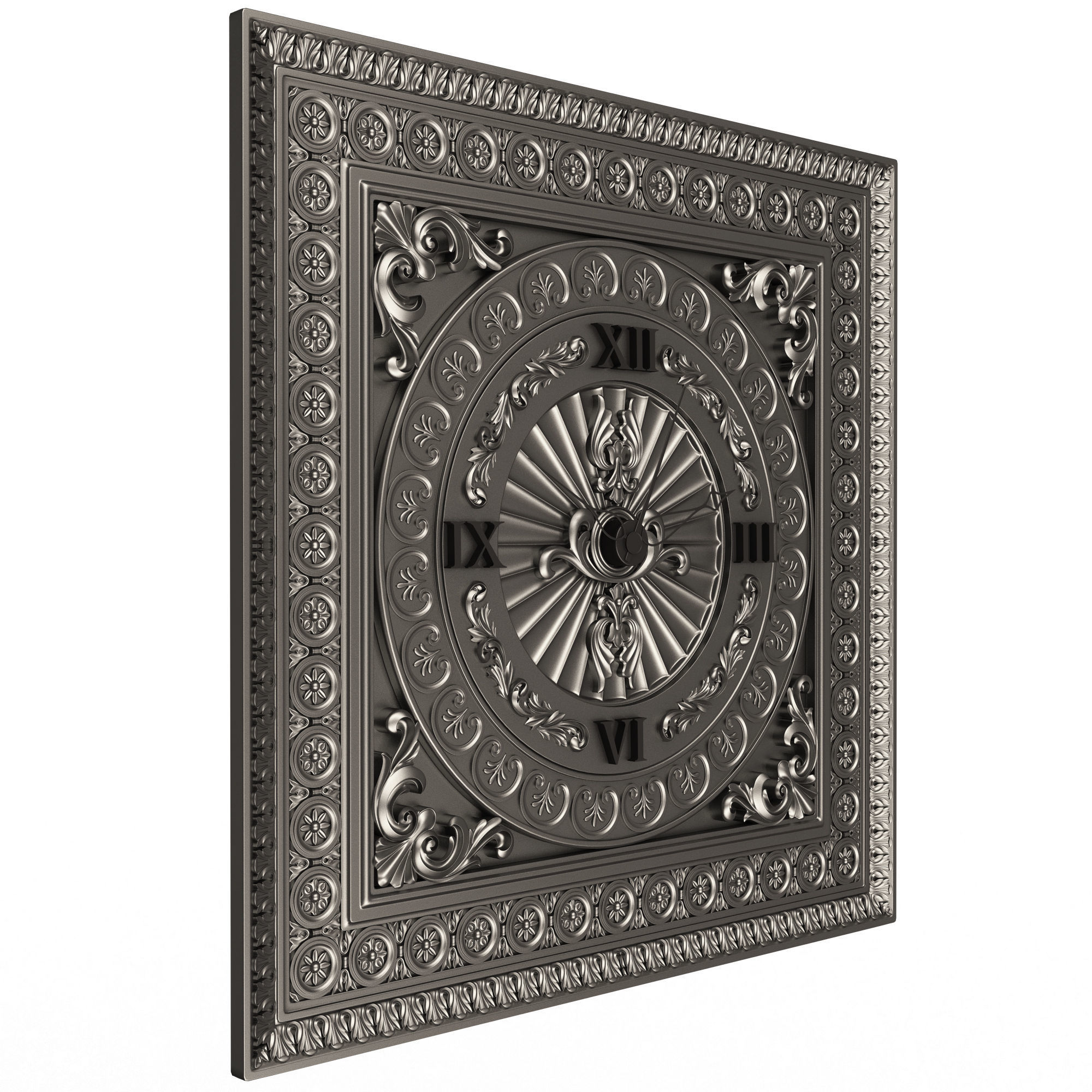 Classic Wall Clock 05 Chrome Low-poly 3D model_3