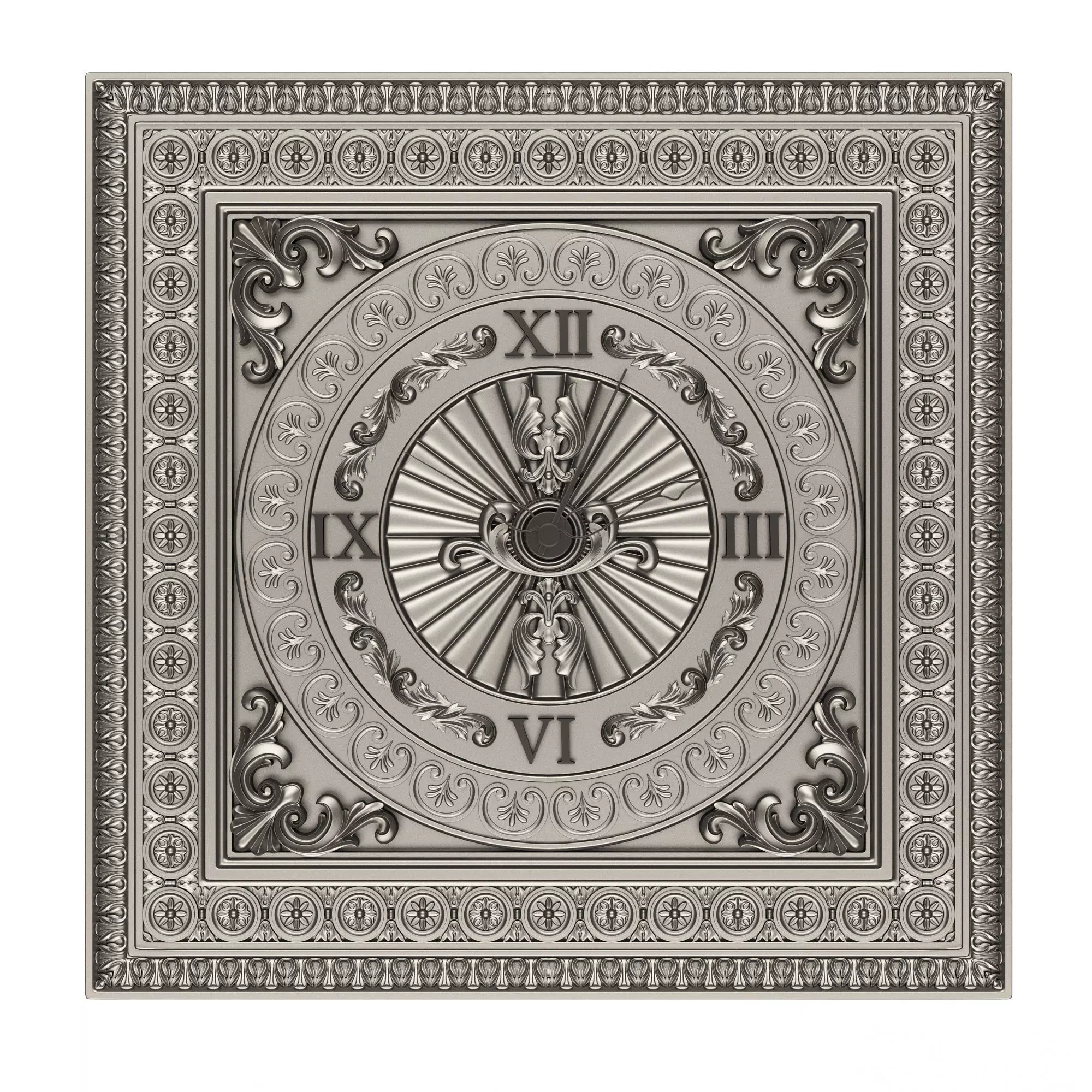 Classic Wall Clock 05 Chrome Low-poly 3D model_0