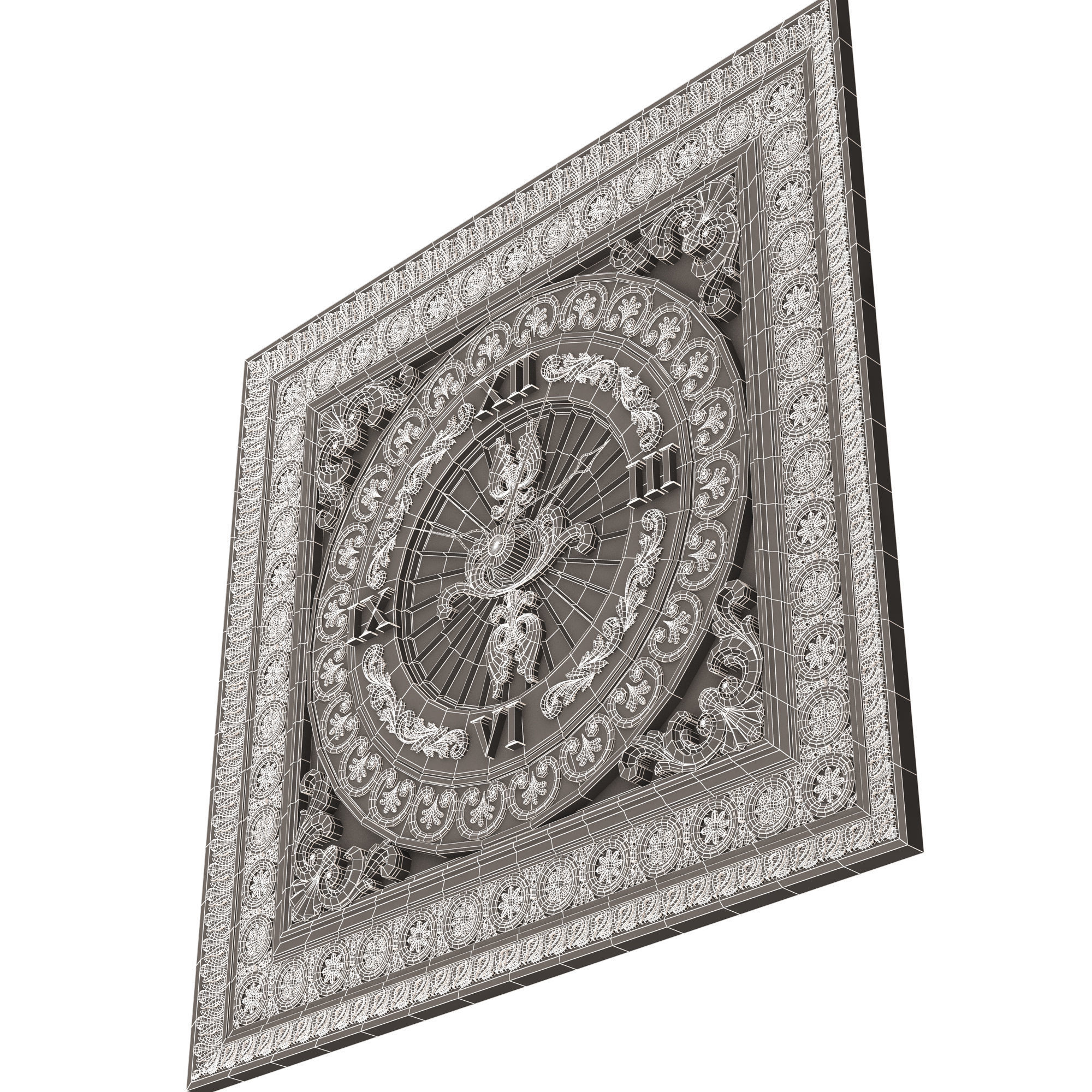 Classic Wall Clock 05 Chrome Low-poly 3D model_16