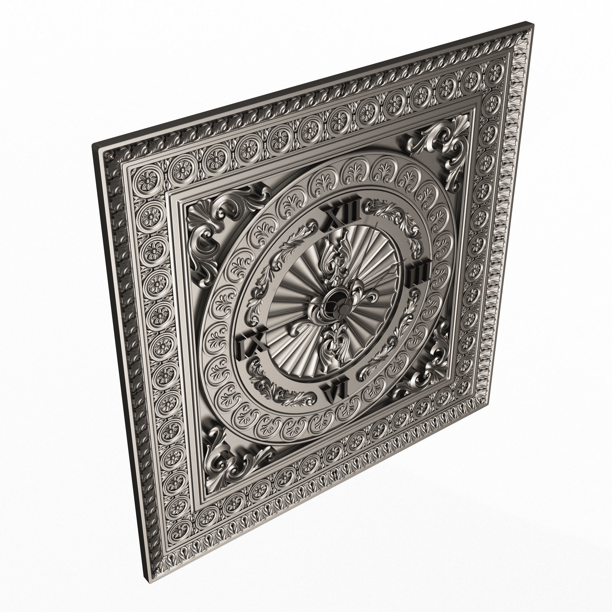 Classic Wall Clock 05 Chrome Low-poly 3D model_1