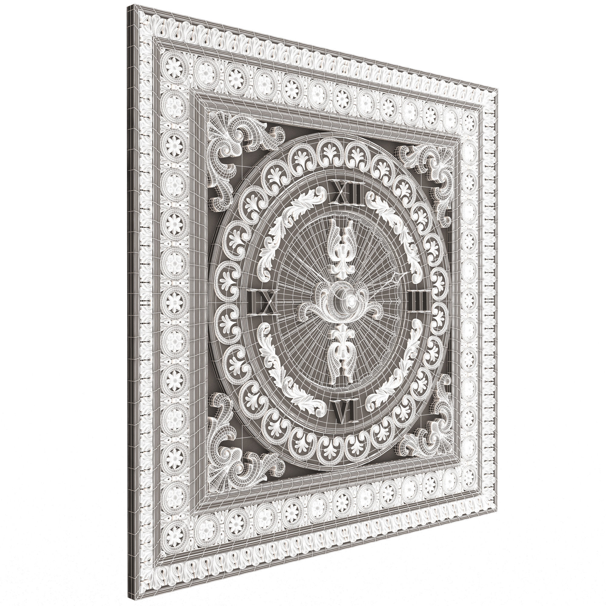 Classic Wall Clock 05 Chrome Low-poly 3D model_9