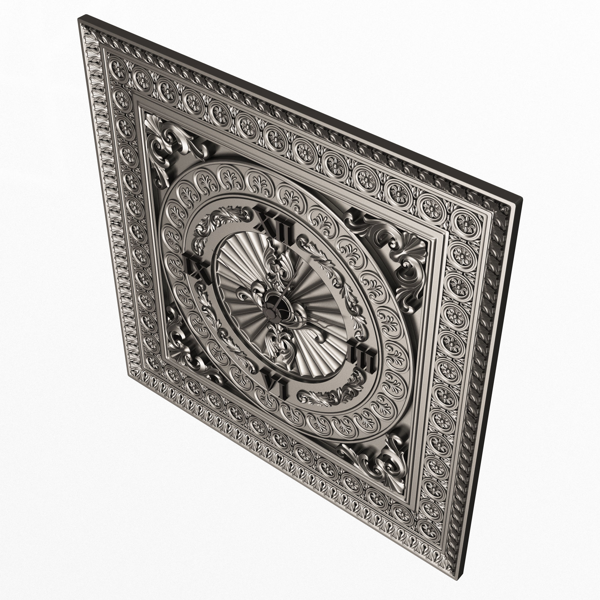 Classic Wall Clock 05 Chrome Low-poly 3D model_2