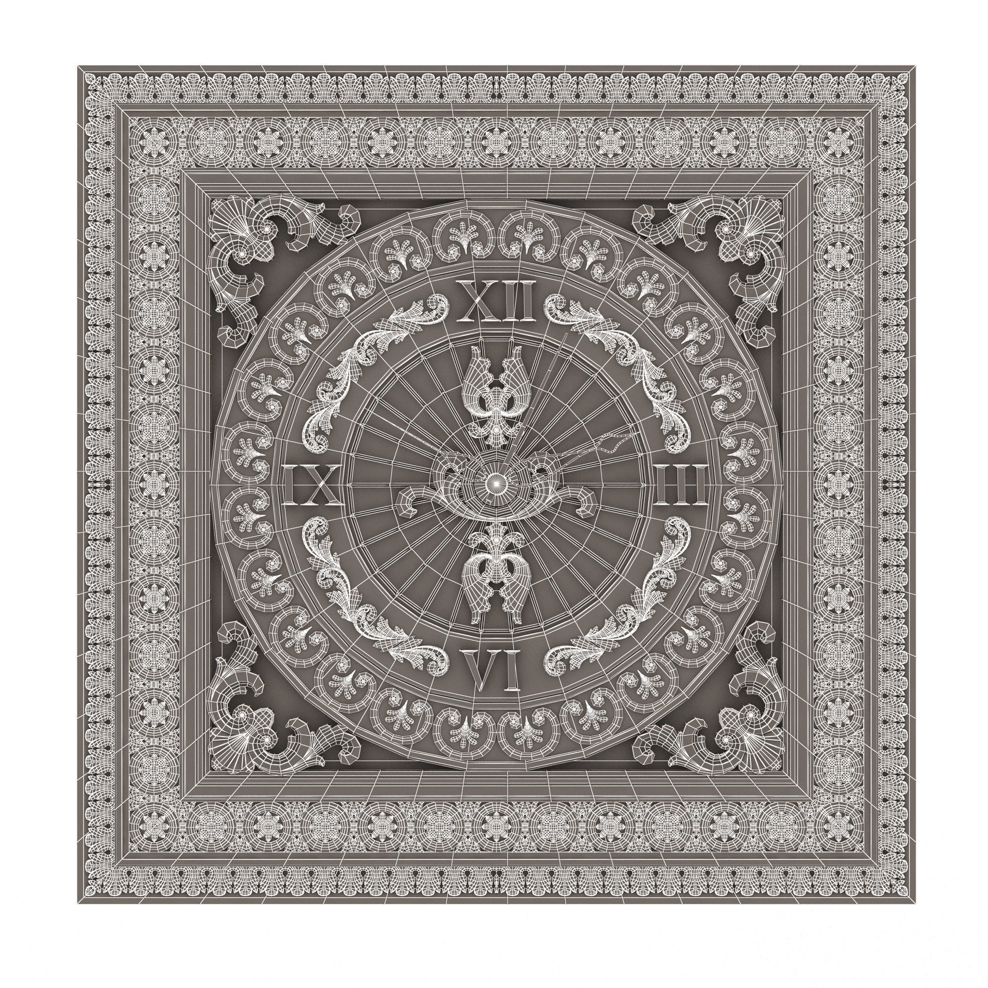 Classic Wall Clock 05 Chrome Low-poly 3D model_12