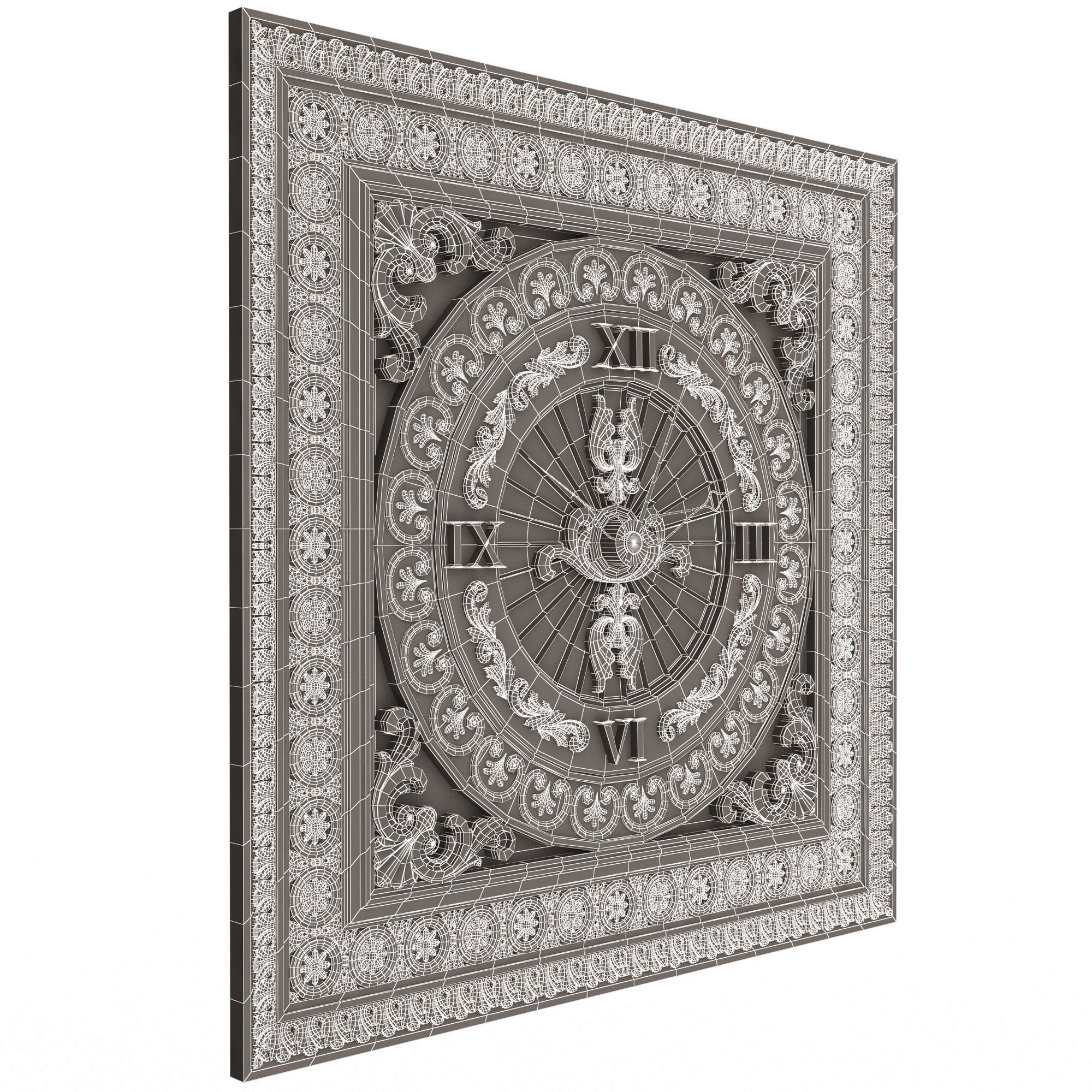 Classic Wall Clock 05 Chrome Low-poly 3D model_15