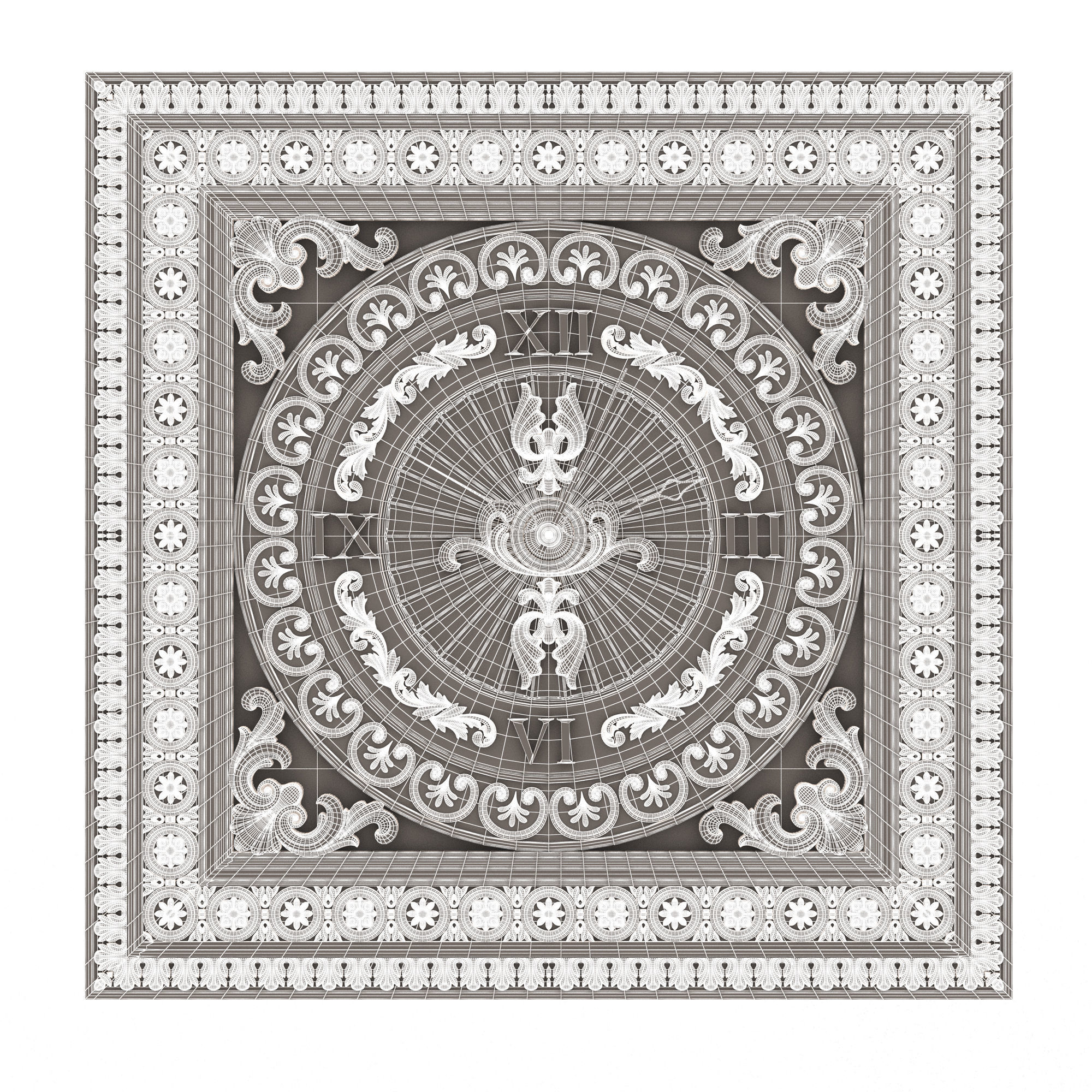 Classic Wall Clock 05 Chrome Low-poly 3D model_6