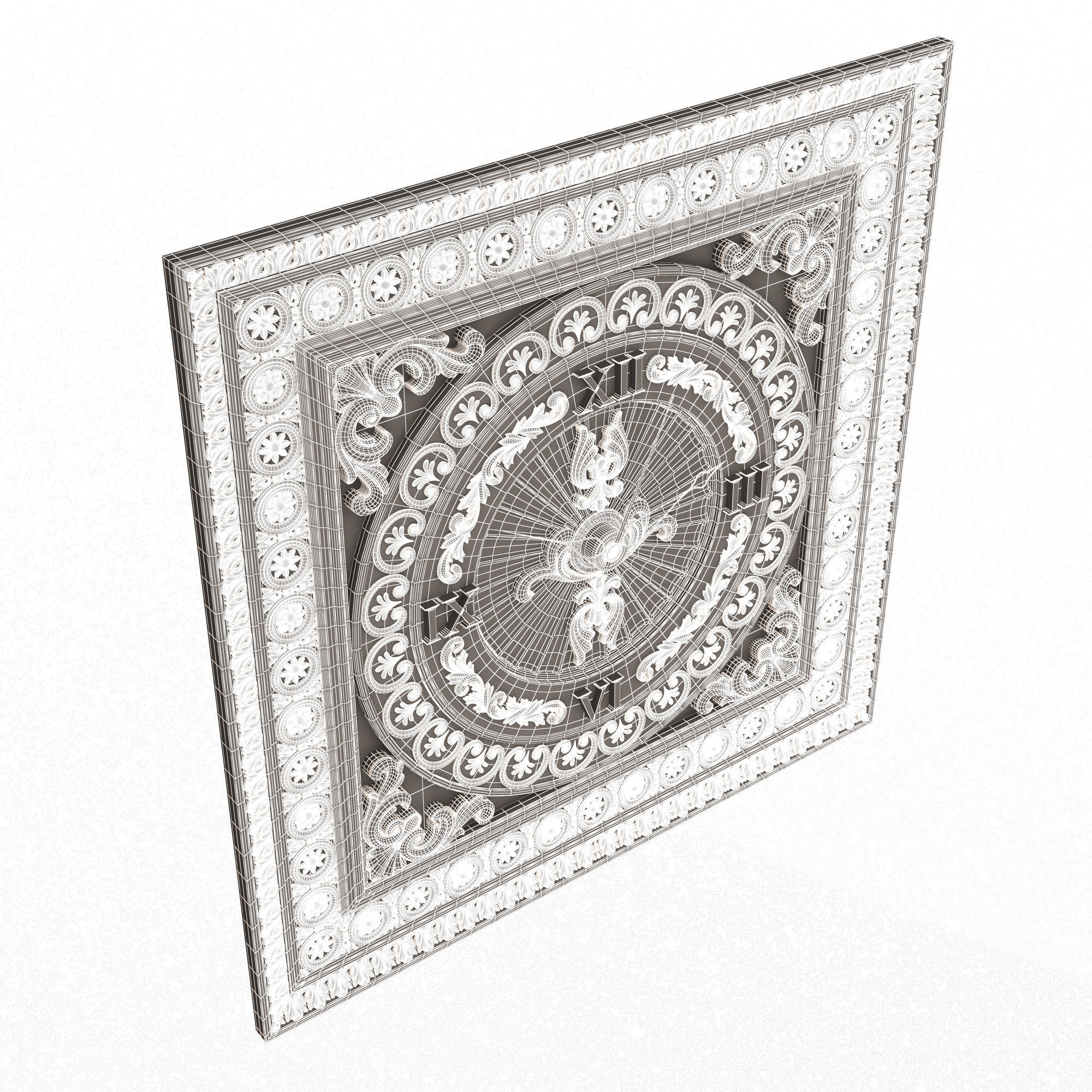 Classic Wall Clock 05 Chrome Low-poly 3D model_7