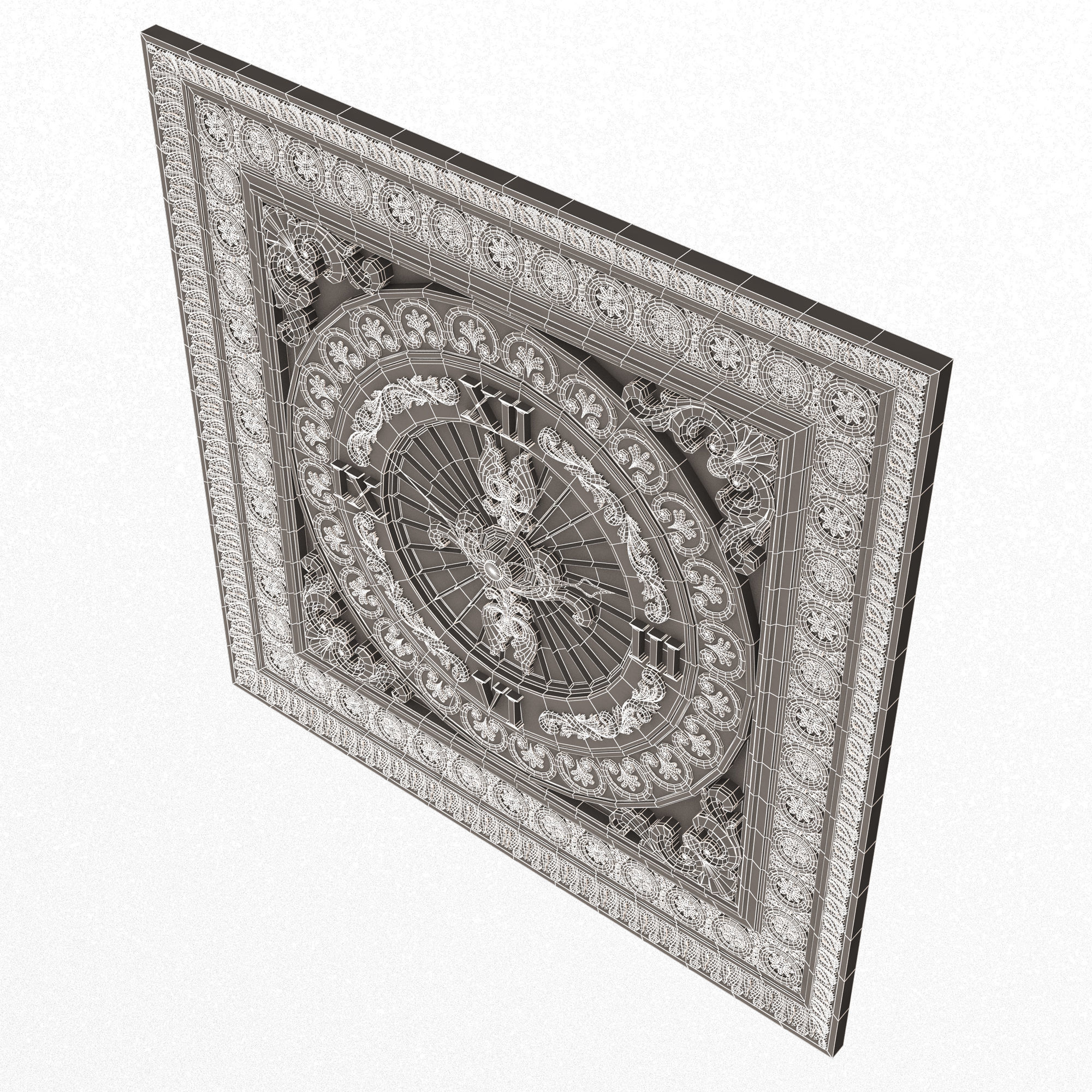 Classic Wall Clock 05 Chrome Low-poly 3D model_14