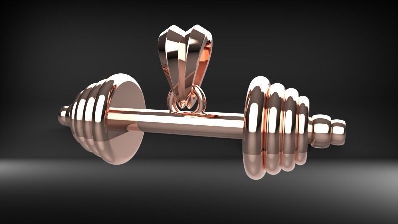 Dumbell Barbell Weightlifting Fitness Pendant Necklace 3D print model_40