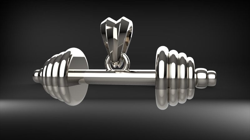 Dumbell Barbell Weightlifting Fitness Pendant Necklace 3D print model_32