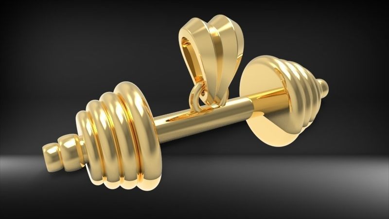 Dumbell Barbell Weightlifting Fitness Pendant Necklace 3D print model_8