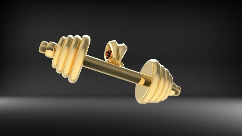 Dumbell Barbell Weightlifting Fitness Pendant Necklace 3D print model_4