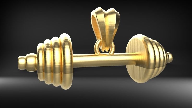 Dumbell Barbell Weightlifting Fitness Pendant Necklace 3D print model_19