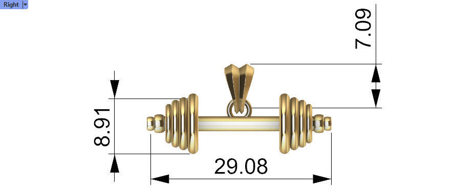 Dumbell Barbell Weightlifting Fitness Pendant Necklace 3D print model_44