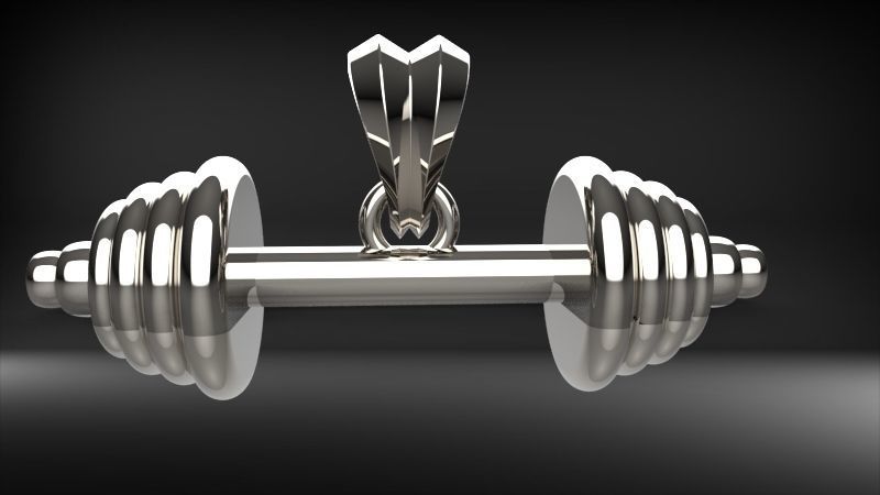 Dumbell Barbell Weightlifting Fitness Pendant Necklace 3D print model_33