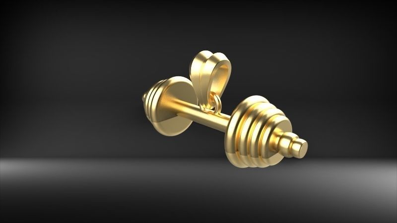 Dumbell Barbell Weightlifting Fitness Pendant Necklace 3D print model_13