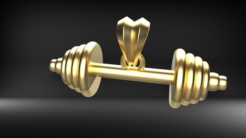 Dumbell Barbell Weightlifting Fitness Pendant Necklace 3D print model_16
