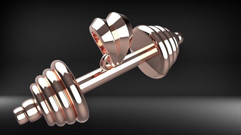 Dumbell Barbell Weightlifting Fitness Pendant Necklace 3D print model_22