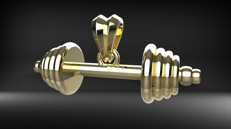 Dumbell Barbell Weightlifting Fitness Pendant Necklace 3D print model_39