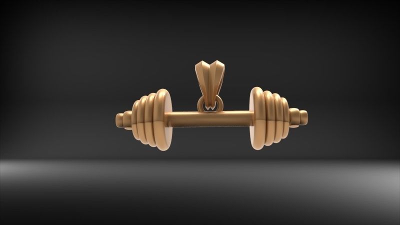 Dumbell Barbell Weightlifting Fitness Pendant Necklace 3D print model_11