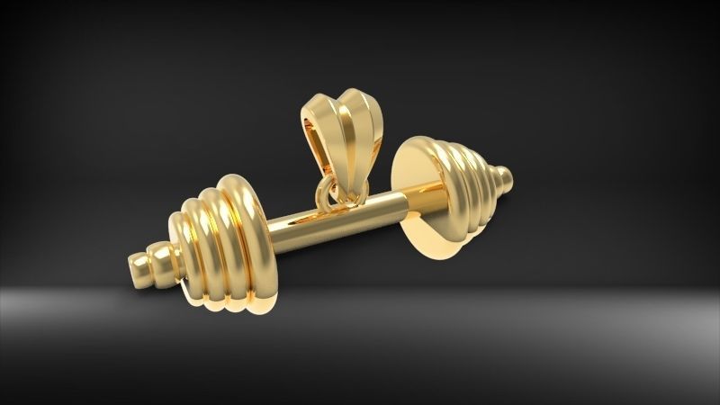 Dumbell Barbell Weightlifting Fitness Pendant Necklace 3D print model_7