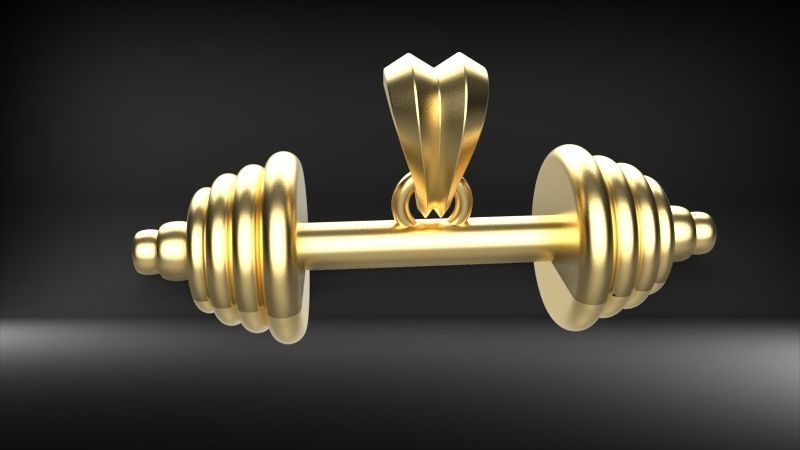 Dumbell Barbell Weightlifting Fitness Pendant Necklace 3D print model_14